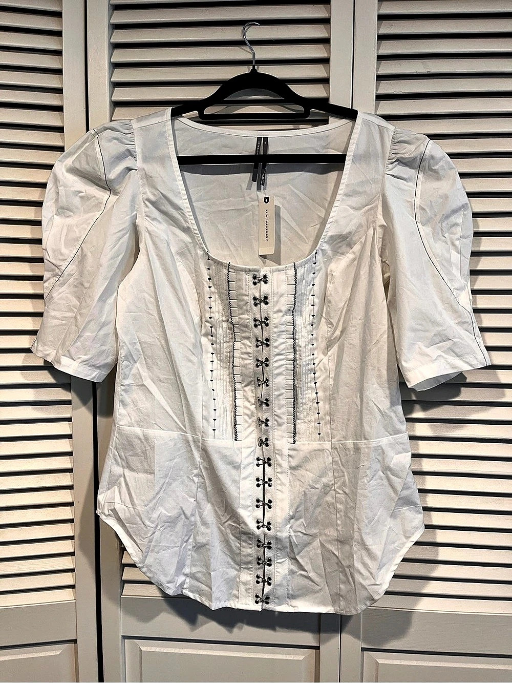 Anthropologie Puff-Sleeve Bustier Blouse White Size Medium - NWT!